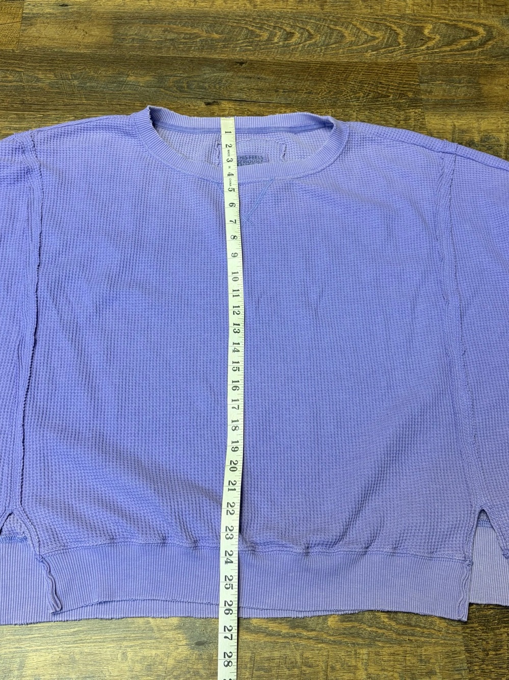 American Eagle Oversized Big Hug Waffle Crew Neck Sweatshirt Women’s XL Purple - Picture 6 of 11